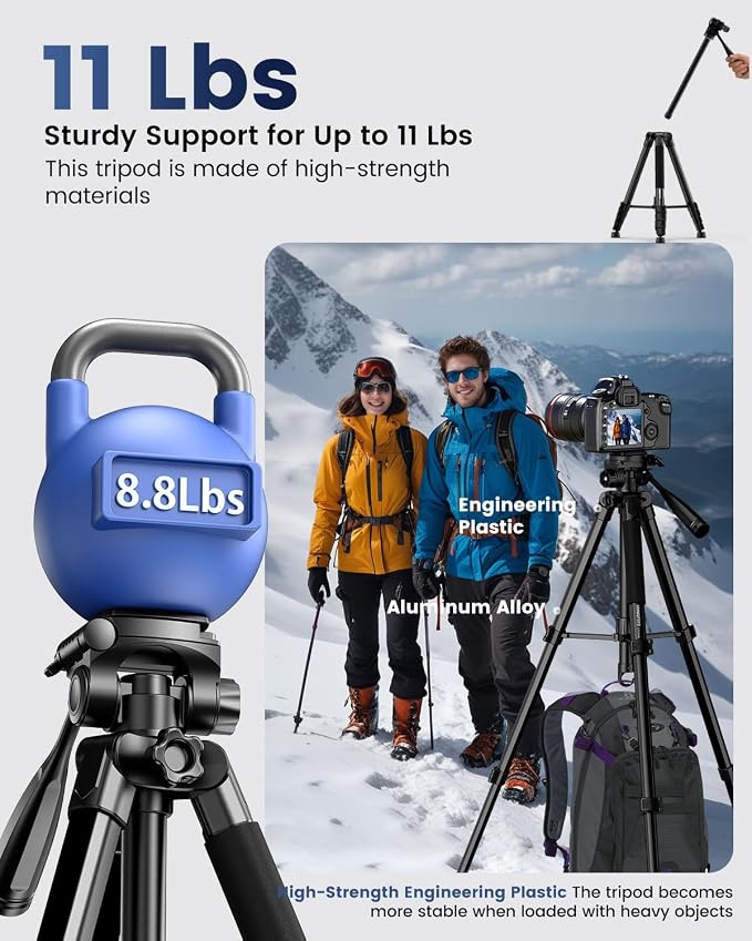 CAMBOFOTO 73" Camera Tripod and Monopod, Professional Aluminum Tripod Stand