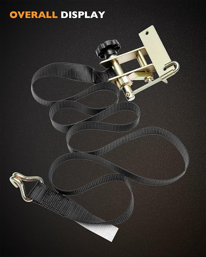 Lumber Rack Ratchet Straps, W/J-Hook (2PCS), 1.4" Gold Square Tube Mount, 1.5" Wide x 7.5' Long, Black Ladder Rack Ratchet Straps, 500 lbs Load Heavy Duty, Truck Rack Straps, Pipe/Roof Rack Strap