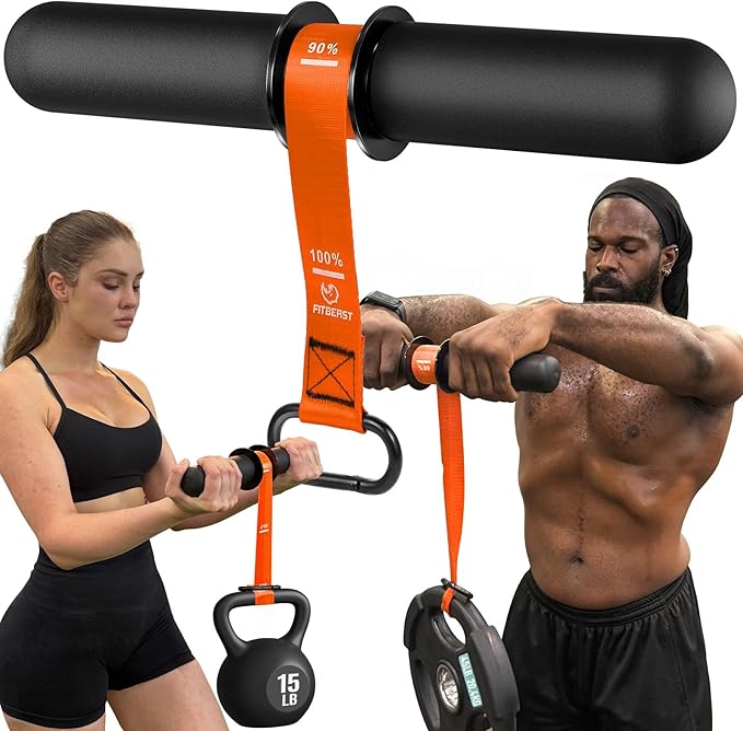 FitBeast Forearm Strengthener & Forearm Exerciser, Wrist Roller with Thicker Handle, Forearm Strength Trainer with Adjustable Strap - Ideal for Grip Strength, Muscle Building, Rehabilitation