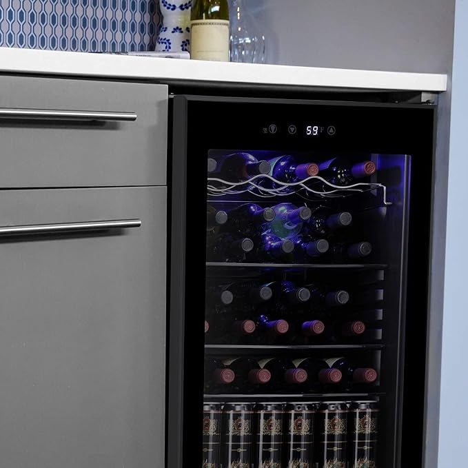Antarctic Star 36 Bottle Wine Cooler/Cabinet BeverageRefrigerator Small Mini Wine Cellar Beer Soda Bar Fridge Quiet Operation Compressor Adjust Temperature Freestanding Black, 4.4 Cu. ft | 36 Bottle Capacity, for Beer Soda Bar, Quiet Operation, Adjust ...