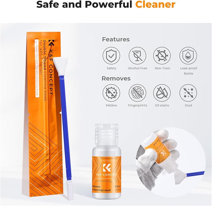 K&F CONCEPT 2-1 16mm APS-C Frame Sensor Cleaning Swab, Viewfinder Cleaning Swab