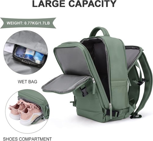 Coowoz Travel Backpack - Waterproof Hiking Rucksack for Men & Women | Olive Green Casual Daypack