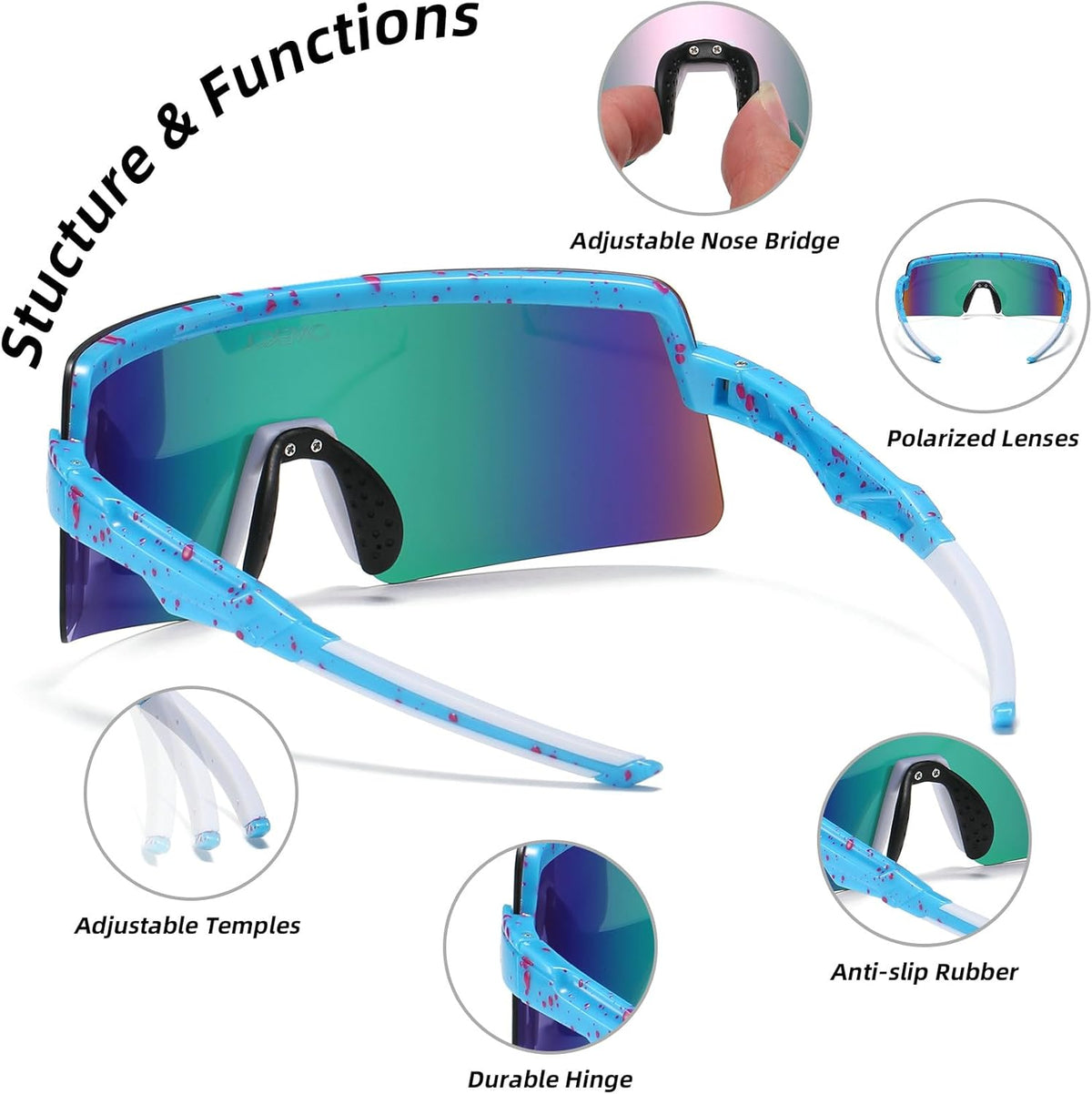 OMEKOL Polarized Sunglasses for Men and Women - UV400 Outdoor Sports Eyewear | Two Sizes Available
