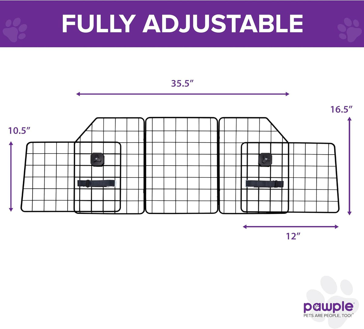 Pawple Dog Car Barrier for SUV's, Cars, Vehicles, &amp; Trucks, Adjustable Large Pet Divider, Heavy-Duty Wire Mesh- Universal Fit