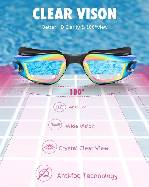 Aegend Swim Goggles - Anti-Fog, Anti-UV Comfort Fit for Kids Ages 3-14 | Perfect for Swimming