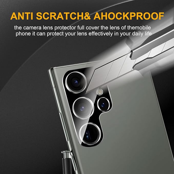 3 Pack Camera Lens Protector for Samsung Galaxy S23 Ultra, Tempered Glass