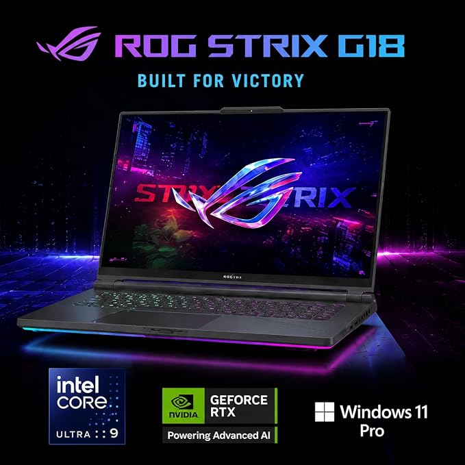 ASUS ROG Strix G18 Gaming Laptop, 18” 2.5K 240Hz Nebula Display, Intel Core Ultra 9 275HX, GeForce RTX 5060, 64 GB DDR5-5600, 4 TB SSD, Wi-Fi 7, Windows 11 Pro, RGB Backlit KB, ROG Cooling, Gaming PC