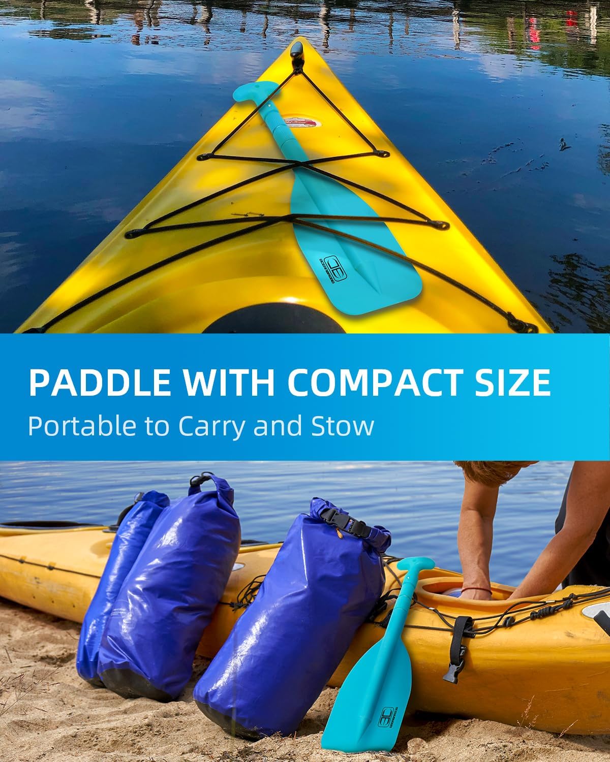 OCEANBROAD Telescoping Emergency Paddle - Adjustable 21''-42'' or 26''-54'' Aluminum Shaft for Kayaking & Canoeing