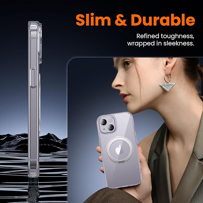 toushion 3 in 1 for iPhone 14 Case Stand |Build in Kickstand, Screen Protector