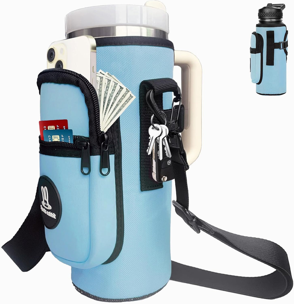 Sports Rabbit Universal Water Bottle Holder - Durable Oxford & Neoprene Design | Fits Stanley 30/40oz & 64/87oz Tumblers