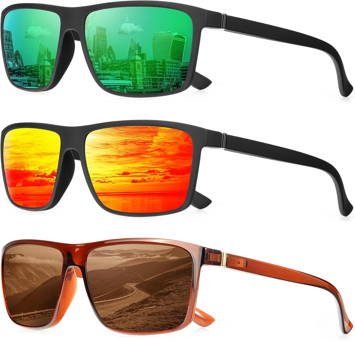 Polarized Sunglasses for Men - Rectangular Frame with UV400 Protection | Stylish Sports Eyewear