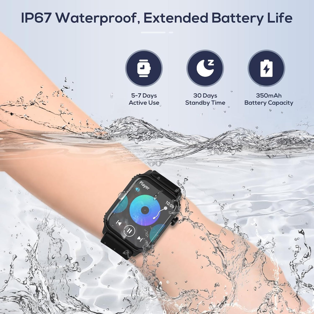 TRAUSI Smart Watch for Men - 120 Sports Modes, 1.83" HD Display, Alexa Built-In, IP67 Waterproof | Black Fitness Tracker