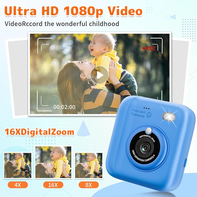 Instant Print Camera for Kids, Christmas Birthday Gifts for Girls Boys