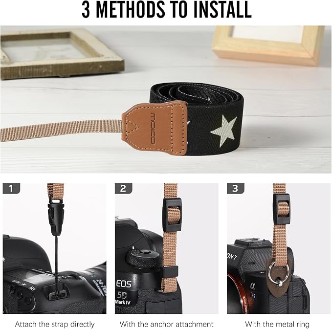 MoKo Camera Strap, Cotton Vintage Embroidered Camera Strap, Adjustable Neck &