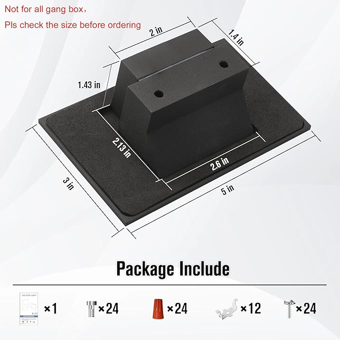 Stair Lights Outdoor Indoor LED Step Lights, 12V Low Voltage Stairway Light 4W 3000K Warm White, IP66 Waterproof Deck Staircase Light, Horizontal, Black, 12-Pack
