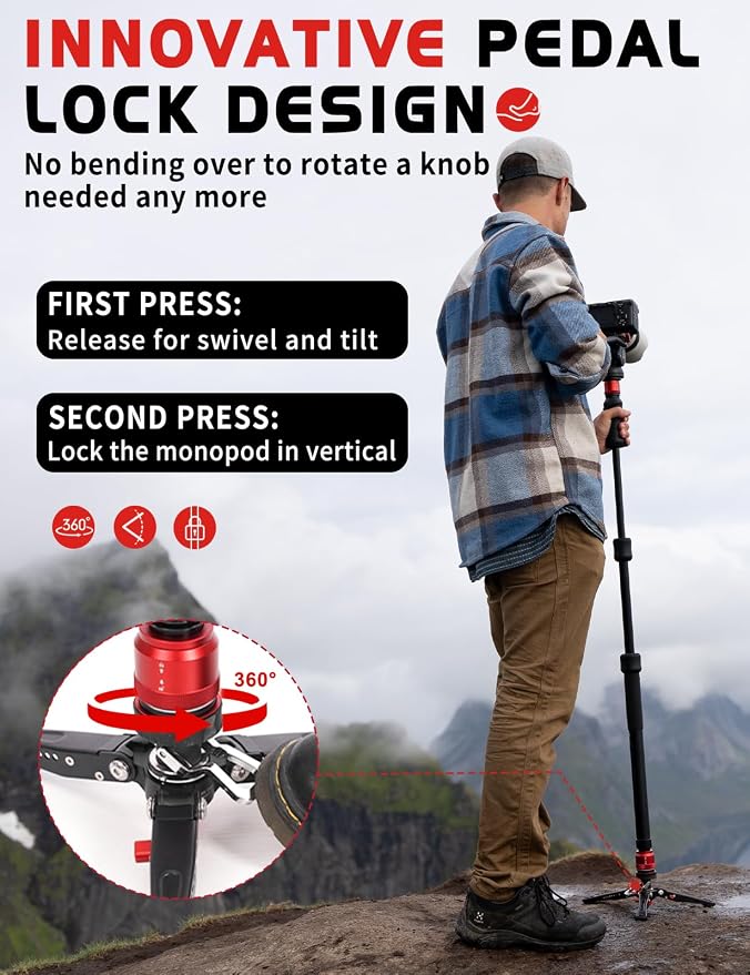 IFOOTAGE Monopod Cobra 3 Strike A150S, 1/4'' & 3/8'' Quick Release Compatible