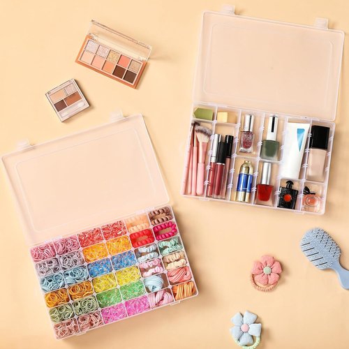 Clear Plastic Organizer Box by [Brand Name] - 36 Grids with Adjustable Dividers for Crafts, Jewelry & Tackle