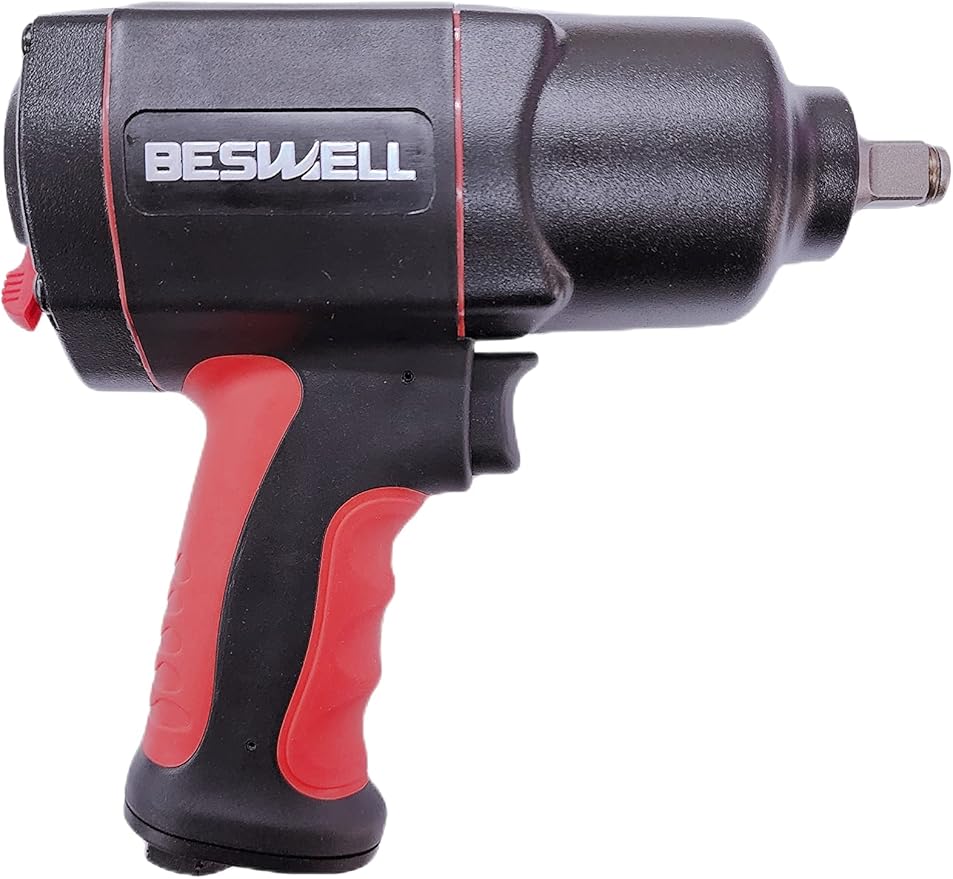 BESWELL® 1/2-Inch Air Impact Wrench with Up to 1180 Foot-Pounds of Real Max Loosen Power-BW-112FN1