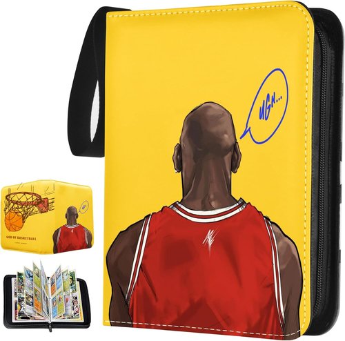 Basketball Sports Card Binder - Portable 4-Pocket Zipper Holder | Waterproof Album for 400 Cards with 50 Removable Sleeves
