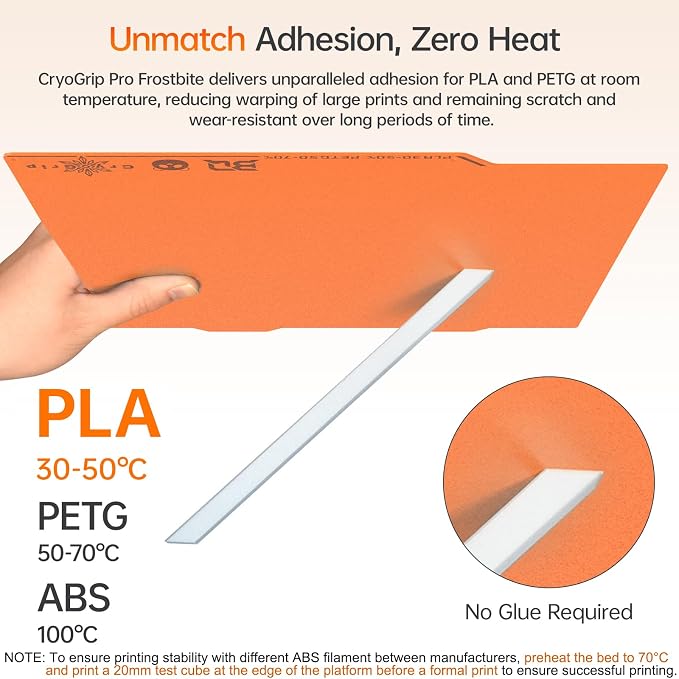 BIQU Cryogrip Pro Frostbite Matte Orange Cold Build Plate