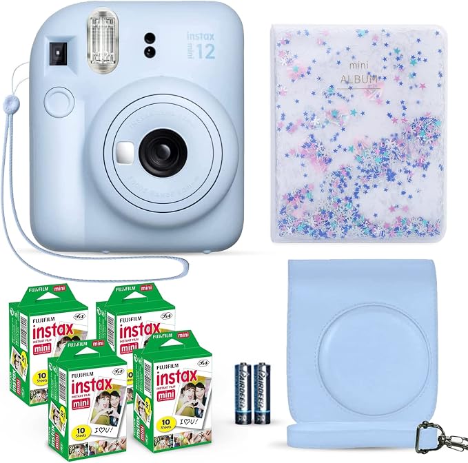 Fujifilm Instax Mini 12 Instant Camera Pastel Blue + Fuji Film Value Pack +