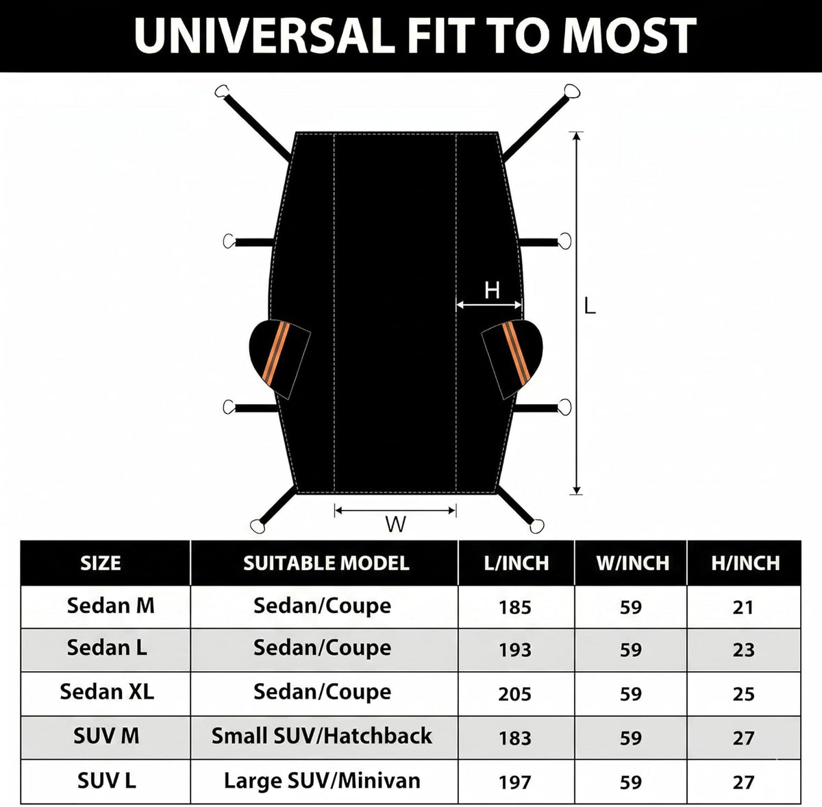 Half Car Cover Top, Hail Protector Car Cover with Cotton Liner, Sunroof & Windshield Cover for Ice and Snow, All Weather Vehicle Body Cover for Sun, Rain, Dust