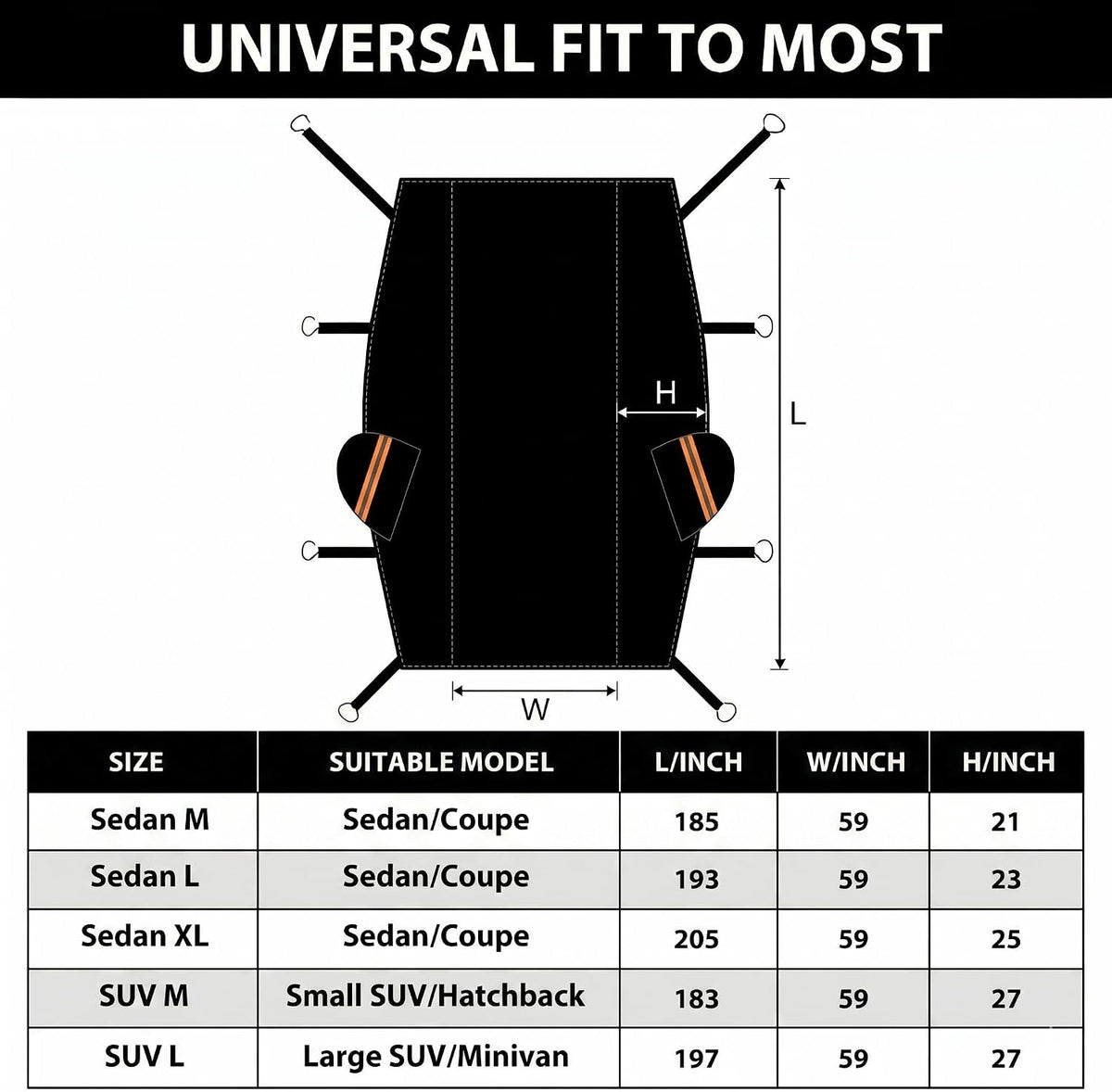 Car Cover Top Only for Sedan/Coupe, Partial Snow Cover with Cotton Liner, Windshield Cover Waterproof All Weather for Snow, Sun,Rain,Dust,Fit Sedan M