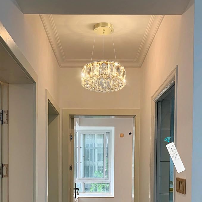 HAIXIANG Modern Crystal Chandelier Dimmable LED 8 Inch Ring Pendant Lights