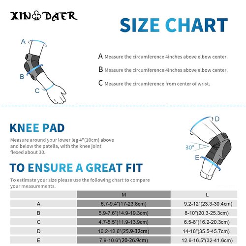 Knee and Elbow Pads Adult - (6 in 1) Knee Elbow Pads Wrist Pads with Drawstring Bag, Skating Protective Gear Set for Women & Men for Roller Skate, Skateboard, Bike Cycling, Scooter (Medium)