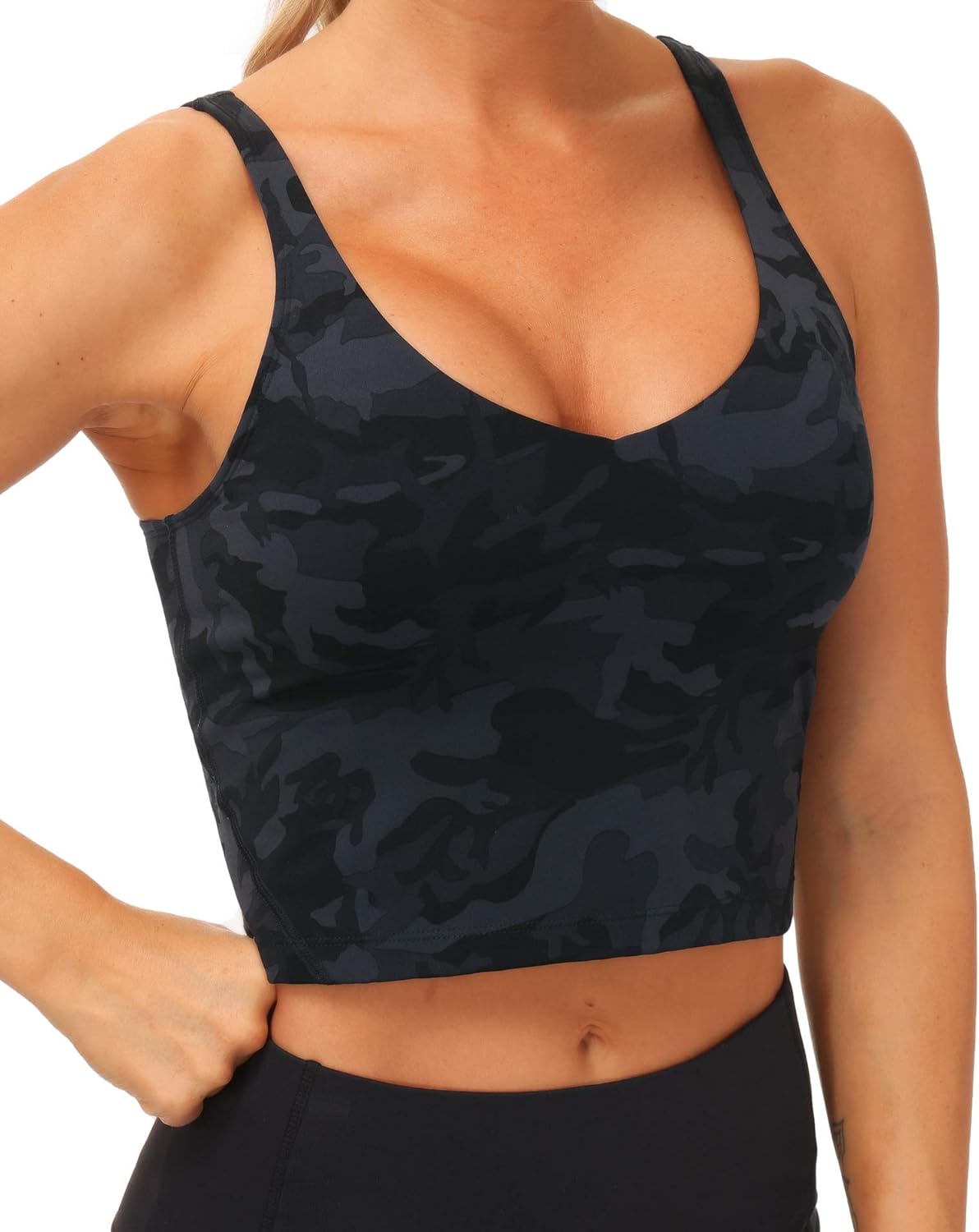 The Gym People Women's Longline Sports Bra - Wirefree Padded Design for Medium Support