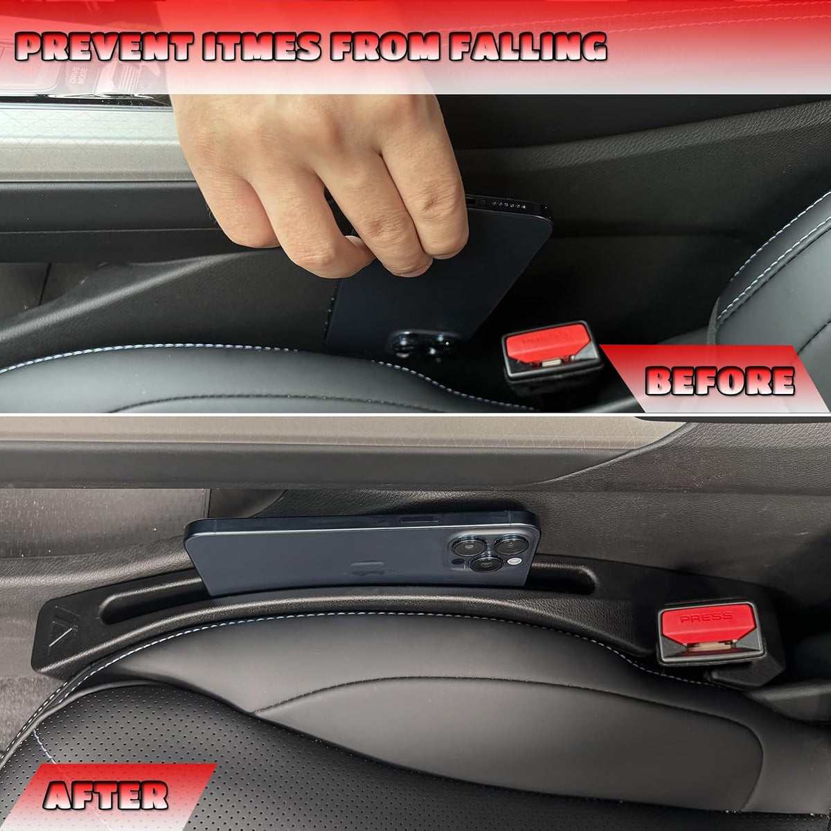Toyota Grand Highlander Seat Gap Filler, Car Seat Gap Filler Organizer Stop Things from Dropping Customized Interior Accessories for Toyota Black, 2 Pack