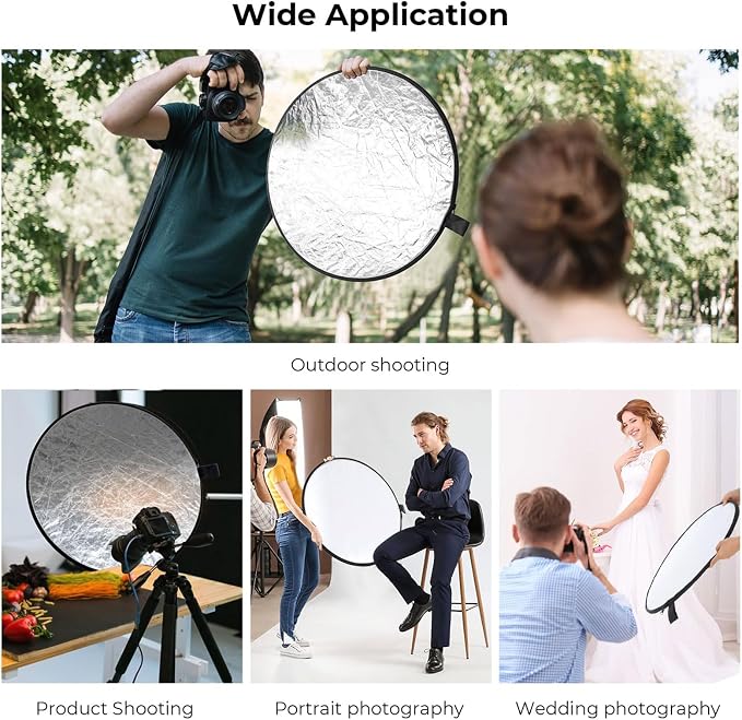 2-in-1 Photo Reflector Fill Light Soft Light Collapsible Reflector 12" 30cm