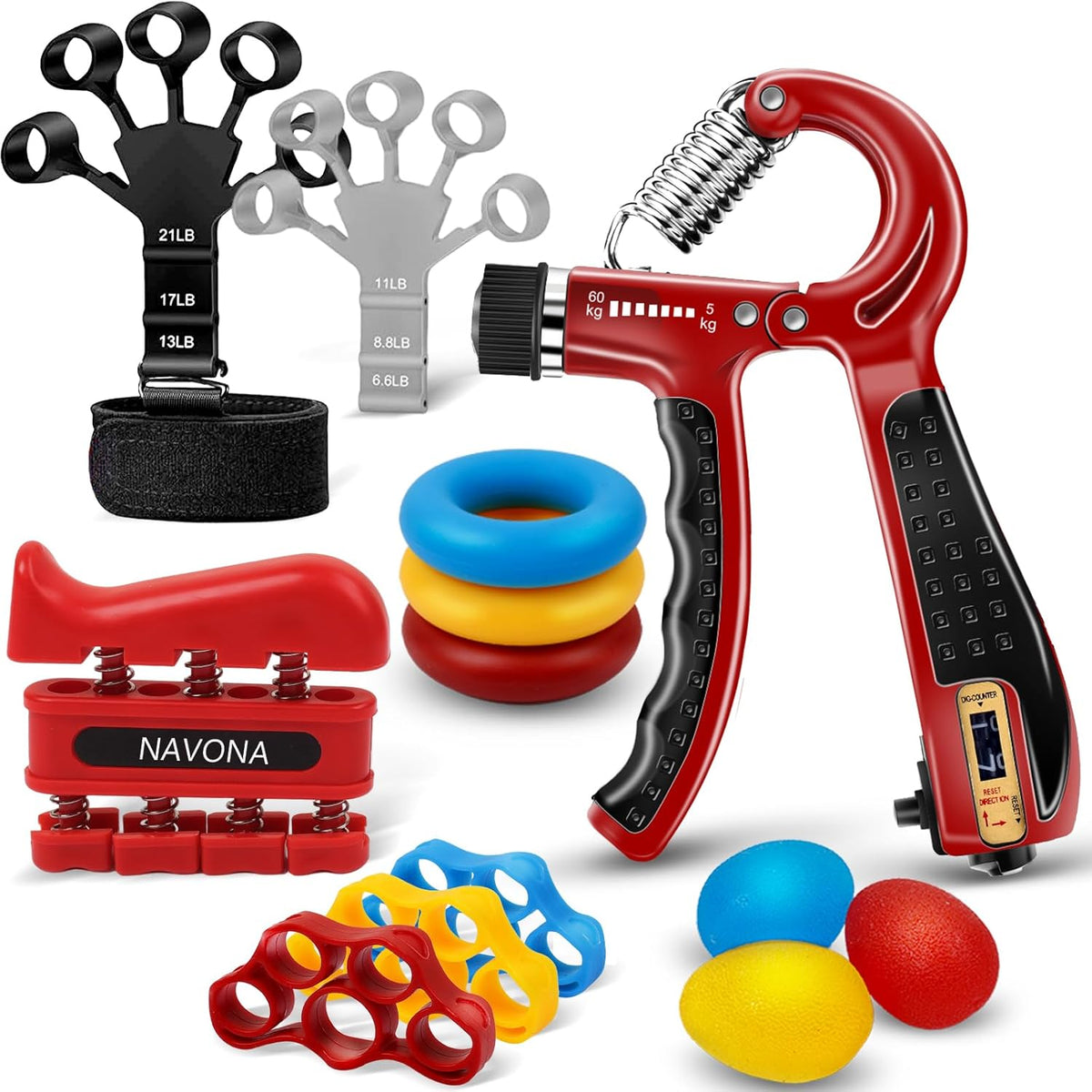 Skiennix 13 PCS Grip Strength Trainer Kit - Hand Gripper & Forearm Strengthener for Muscle Building & Recovery