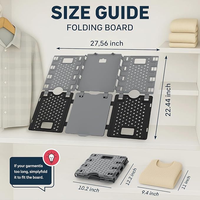 BoxLegend Shirt Folder Board for Clothes Storage, Tshirt Organizer in Closet Organizers, Laundry Folding Board Designed Suitable for Thin T-Shirts as Well as Thick Autumn and Winter Clothes