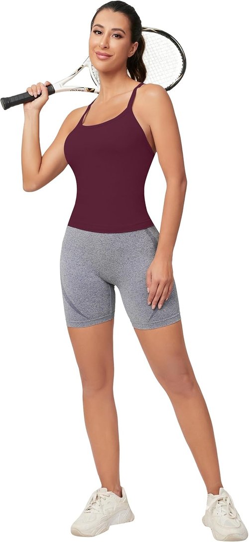 MathCat Workout Tank Tops - Sleeveless Athletic Yoga Shirts with Built-In Bra | Seamless Racerback Design