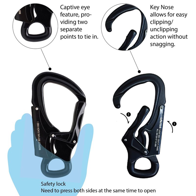 Snap Auto-Locking Carabiner 32KN (5-Pack) - Fusion Climb Tudor - Professional Rock Climbing Carabiner, Aluminum