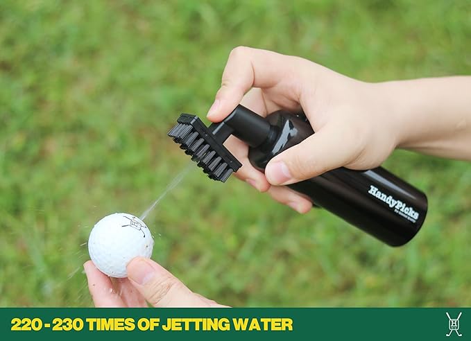 Handy Picks Golf Club Cleaner with Water Bottle Holds 5.5 OZ, Heavy Duty Metal Retractable Magnetic Clip, Waffle Microfiber Golf Towel, Ideal Water Brush Combo