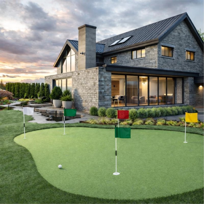 Set of 4 Single Sided 8x6 Inches Solid Golf Polyester Flag - Mini Putting Green Flags for Backyard Practice in 420D Nylon - Small Banner Solids with Tube Inserted - Solid Flags for Indoor or Outdoor