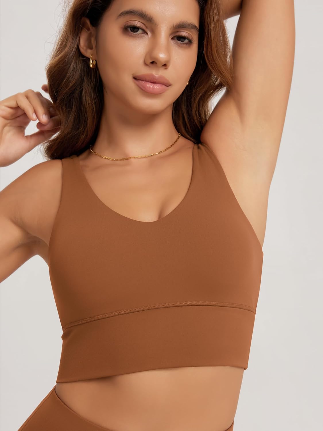 ODODOS Women's Sports Bra - Longline U-Back Design with V-Neck & Padded Comfort | Ideal for Yoga & Workouts