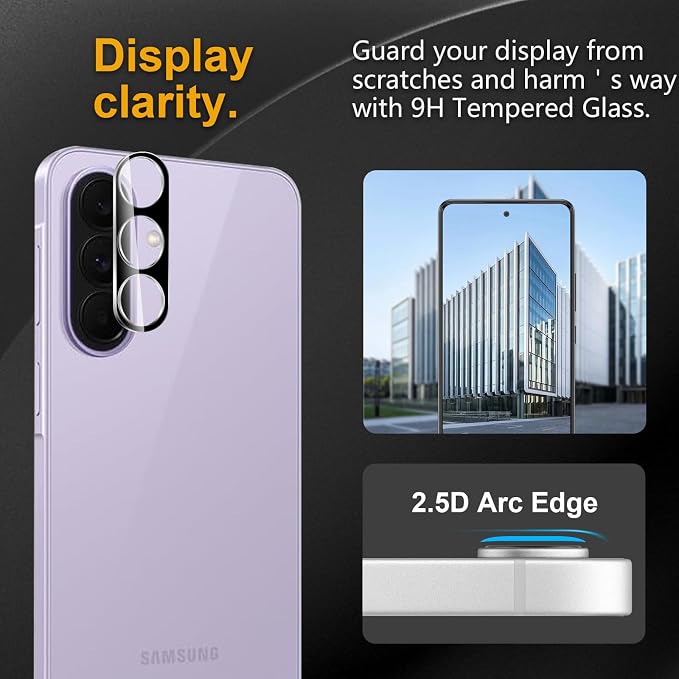 3 Pack Camera Lens Protector for Samsung Galaxy A57/A37 5G, Tempered Glass