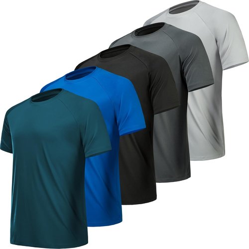 MLYENX Workout Shirts for Men - Quick Dry, Moisture-Wicking Athletic T-Shirts | 7 Pack