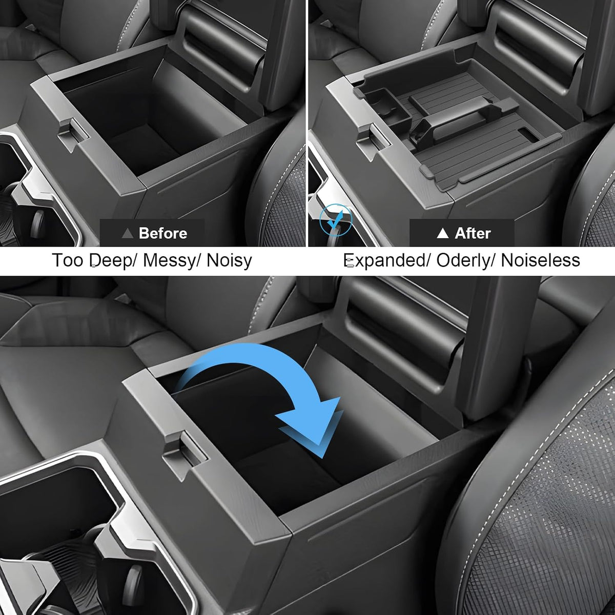 2025 2026 4Runner Center Console Organizer with Small Handle, for 6th Gen Toyota 4Runner (All Trims), Durable ABS Plastic &Anti-slip Rubber Console Tray Insert 2026 4Runner Accessories