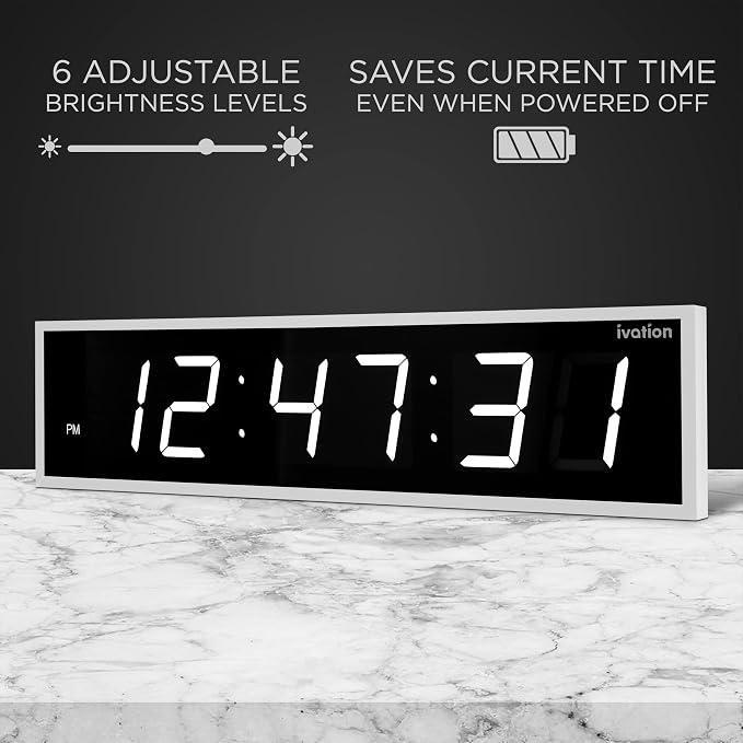 Ivation Huge Oversized 48" Large Digital LED Clock | Big Digital Clock