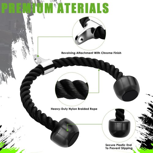 Double D Row Handle | LAT Pulldown Attachment with Comfort Rubber Grip - 1.3 Inch Diameter for Cable Machines