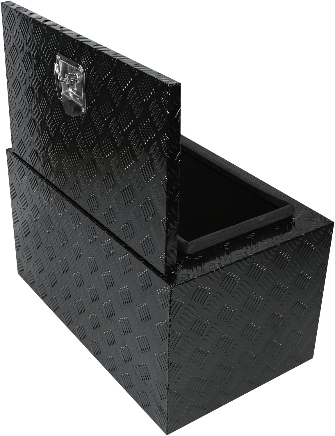 30"x17"x17.75" Black Aluminum Pickup Truck Bed Tool Box underbody Trailer Storage Box Flatbed Tool Box and Lock Keys