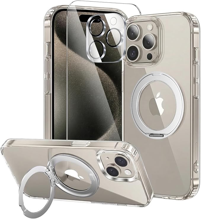 toushion 3 in 1 for iPhone 15 Pro Case Stand |Build in Kickstand, Screen
