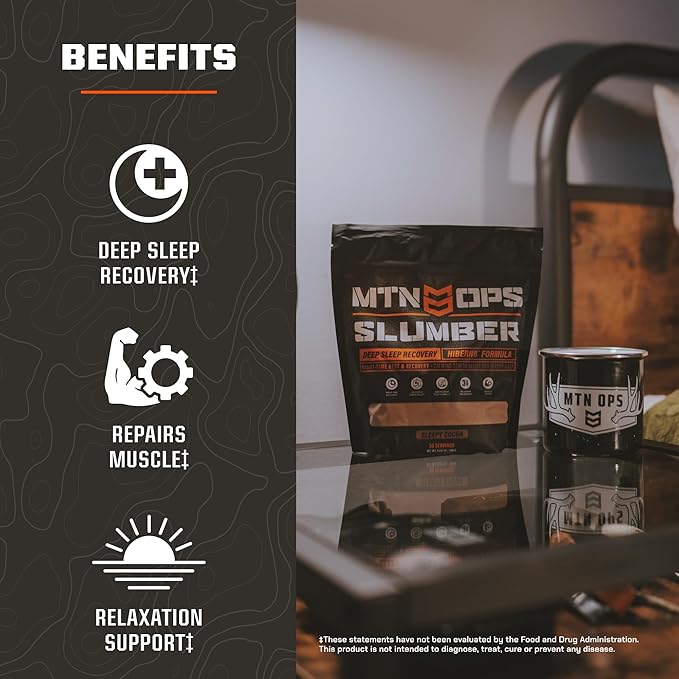 MTN OPS Slumber Sleep Aid for Muscle Recovery & Deep Sleep, Sleepy Cocoa Sleep Support Powder Drink Mix, 30 Servings