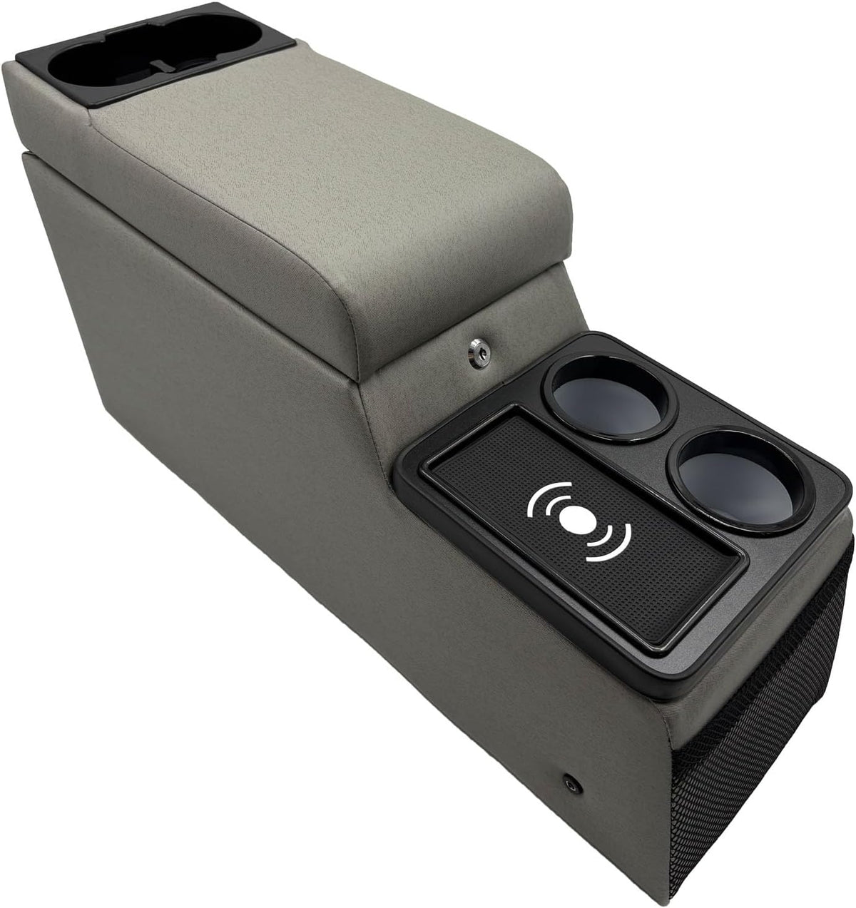 Truck Center Console Truck Seat/Bench Organizer with Wireless Charging and Holder Cups for Jeep CJ5 1976-1983,Jeep CJ7 1976-1986,Jeep Wrangler(YJ) 1987-1995 (Gray)