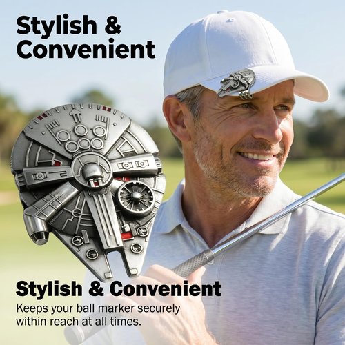 Funny Golf Ball Marker with Magnetic Hat Clip, 1-Pack Unique Spacecraft Design Golf Marker for Putting Green, Easy to See on Green, Durable Zinc Alloy Personalized Golf Accessories Gift for Men Women
