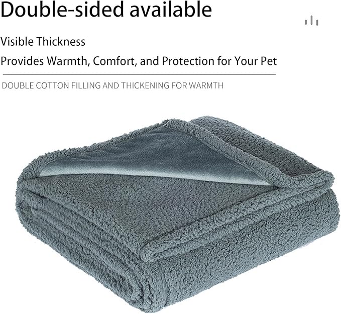 Waterproof Pet Blanket, Lovers Blanket Reversible Plush Sherpa Fleece Furniture Protector for Sofa, Bed & Couch, Liquid & Pee Proof Dog Blanket Cover for Dogs Cats Lovers Couples (Black, XS(20"x28"))